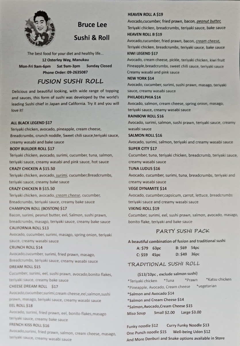 Menu Bruce Lee Sushi And Roll Manukau-1